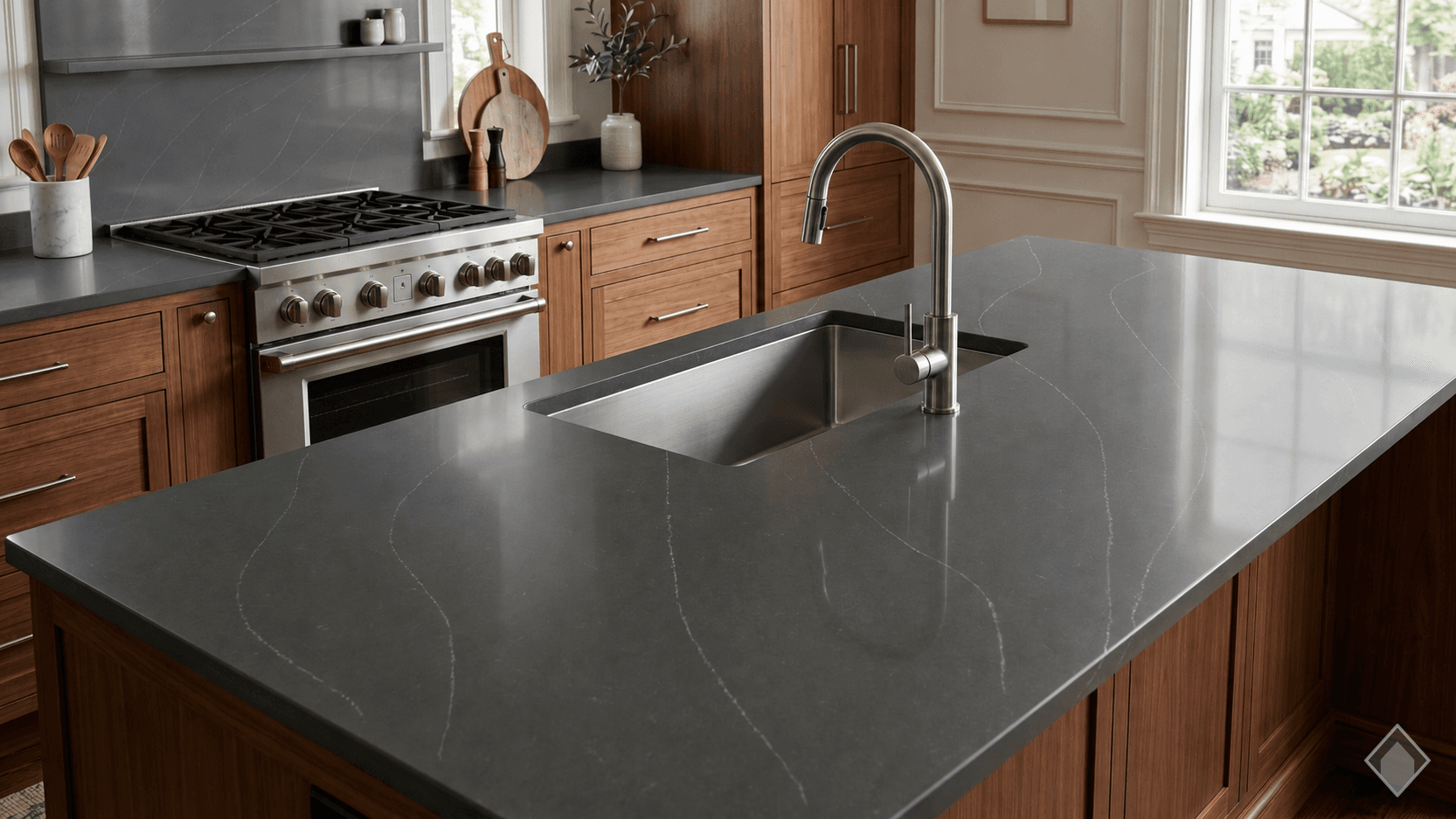 GFO Quartz Calacatta Gray quartz slab